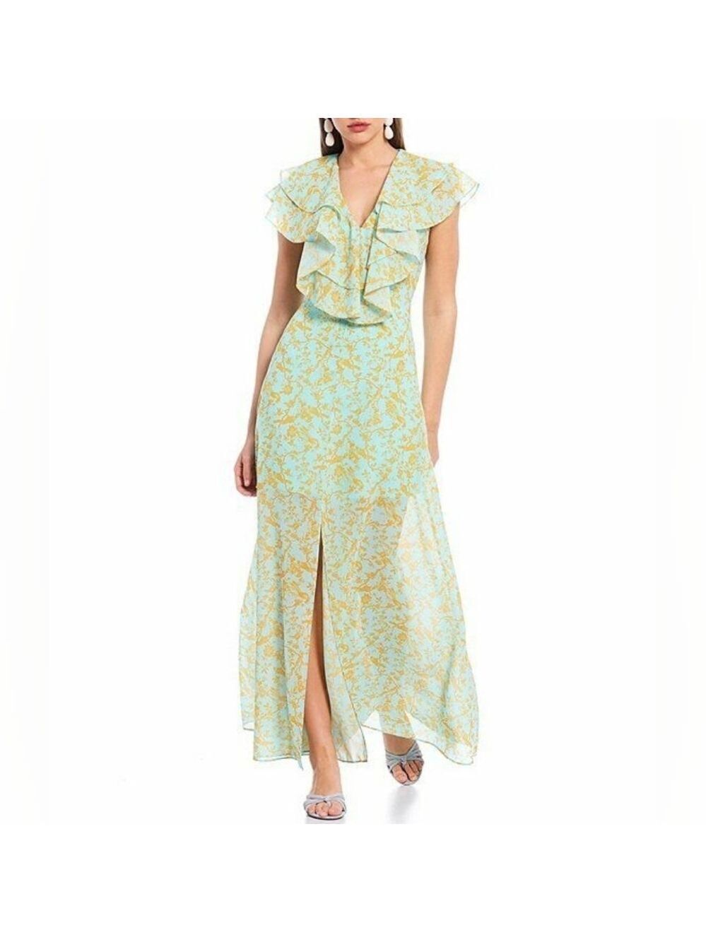 Sachin + Babi Annemarie Ruffle Maxi DressToile du Jouy Maxi 6 Blue Gold Floral